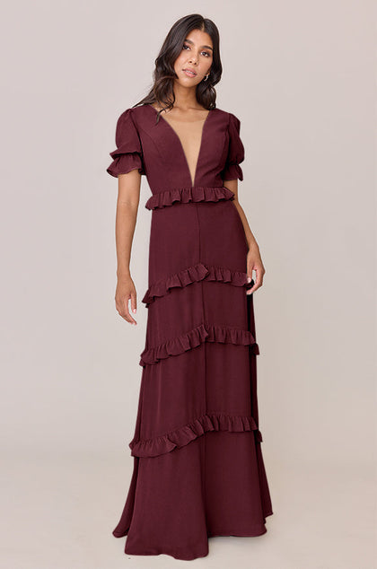 Harley Chiffon Dress | Made To Order | Cabernet