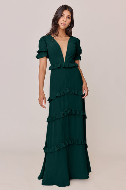 Harley Chiffon Dress | Made To Order | Classic Emerald
