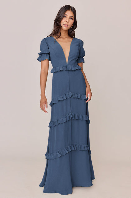 Harley Chiffon Dress | Made To Order | Dusty Blue