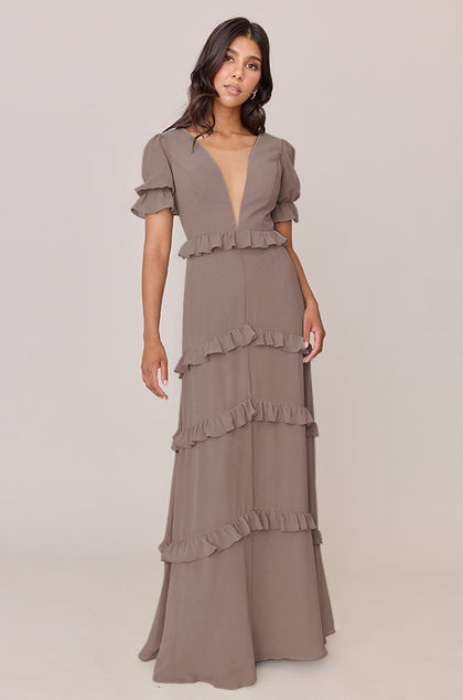 Harley Chiffon Dress | Made To Order | Latte