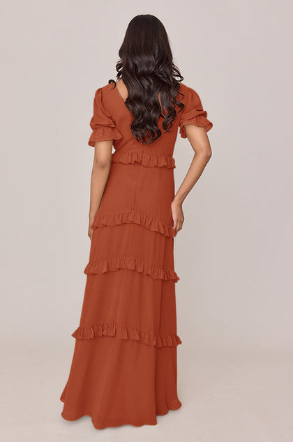 Harley Chiffon Dress | Made To Order | Rust Orange