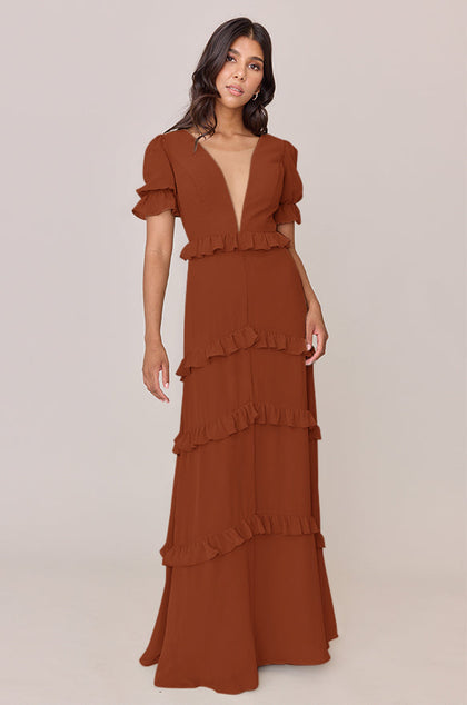 Harley Chiffon Dress | Made To Order | Rust