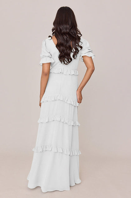 Harley Chiffon Dress | Made To Order | White Pearl
