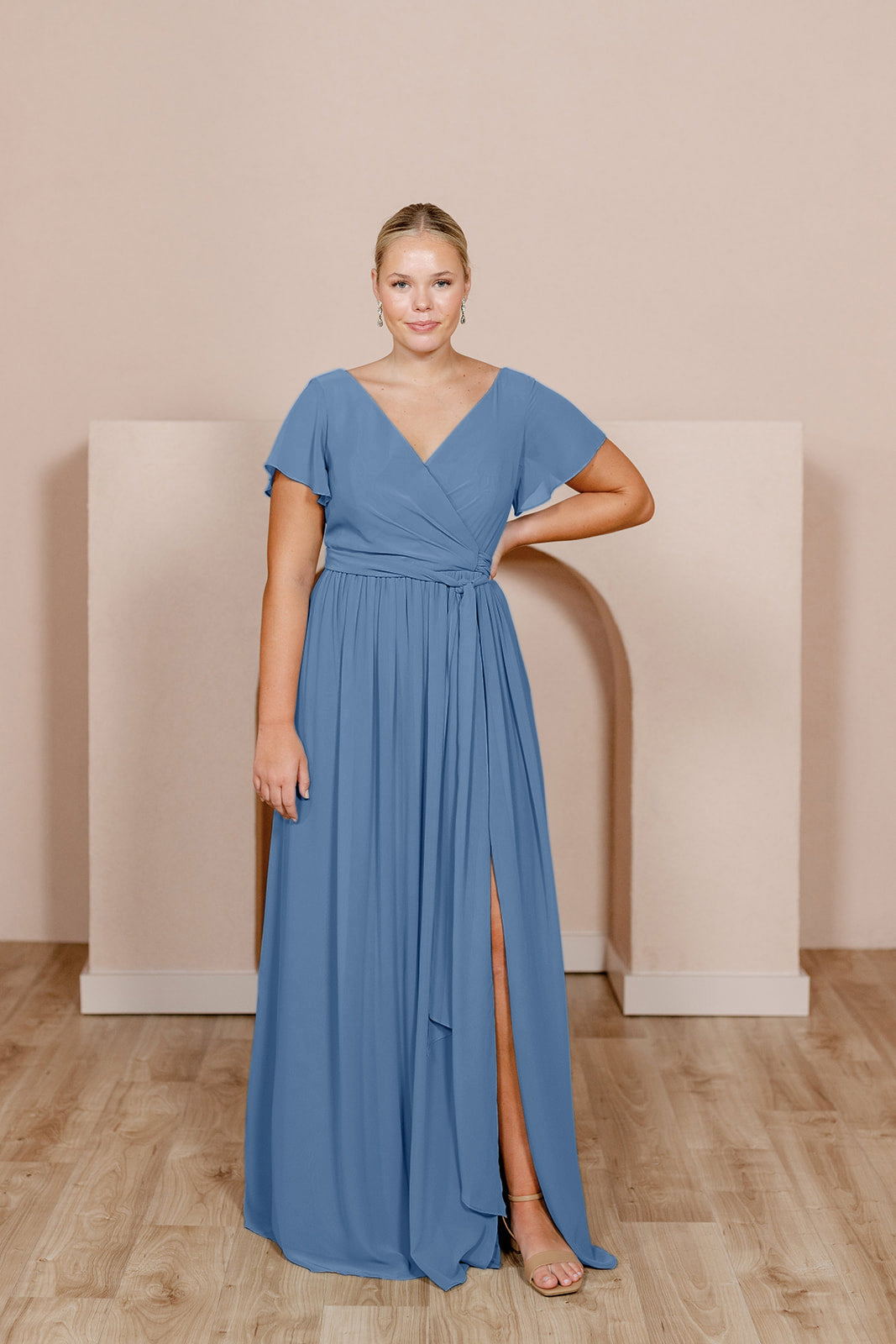Harper Chiffon Faux Wrap Dress