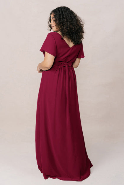 Harper Chiffon Faux Wrap Dress | Made To Order | Marsala