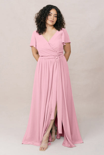 Harper Chiffon Faux Wrap Dress | Made To Order | Rosette