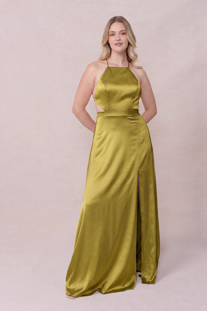 Haven Satin Dress | Made To Order | Chartreuse