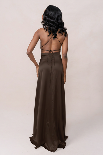 Haven Satin Dress | Made To Order | Espresso