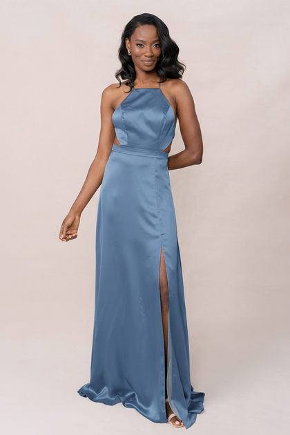 Haven Satin Dress | Made To Order | True Blue