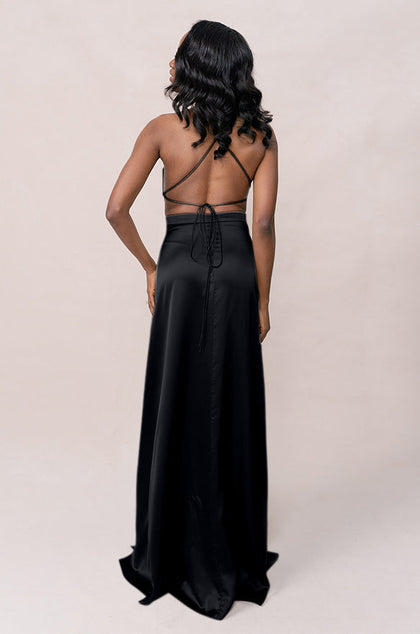 Haven Satin Dress | Made To Order | Black