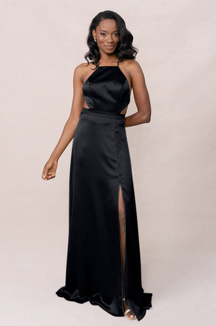 Haven Satin Dress | Made To Order | Black