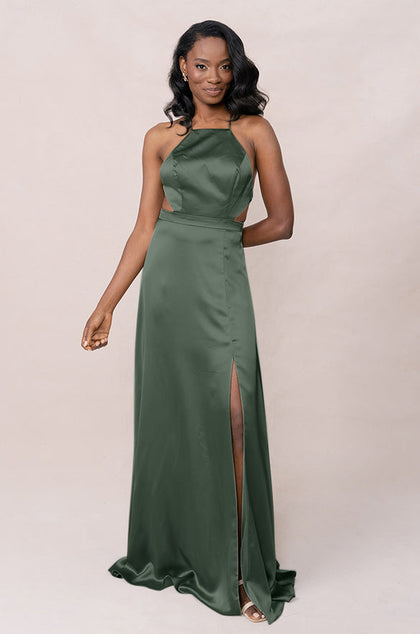Haven Satin Dress | Made To Order | Deep Olive
