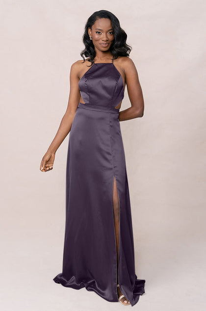 Haven Satin Dress | Made To Order | Eggplant