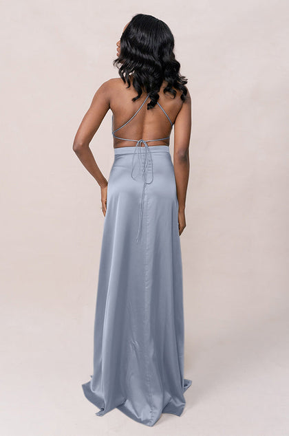 Haven Satin Dress | Made To Order | French Blue