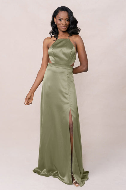 Haven Satin Dress | Made To Order | Moss