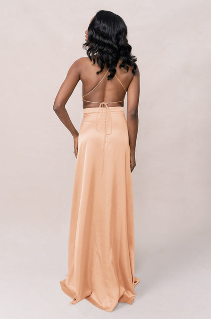 Haven Satin Dress | Made To Order | Peach