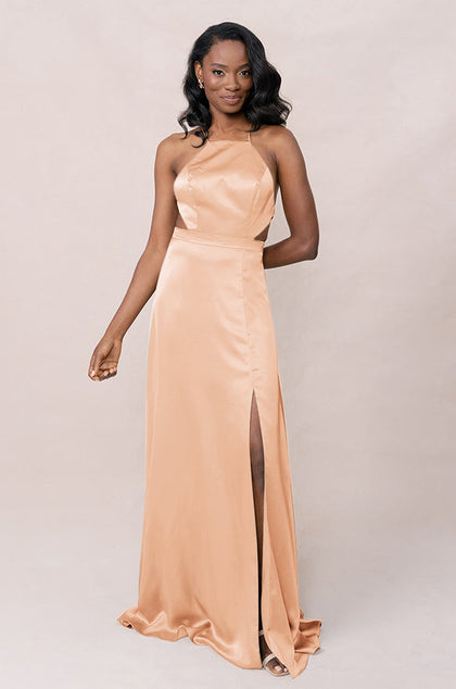 Haven Satin Dress | Made To Order | Peach