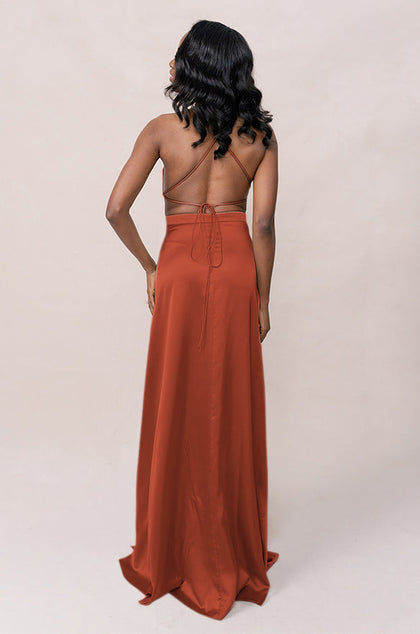 Haven Satin Dress | Made To Order | Rust