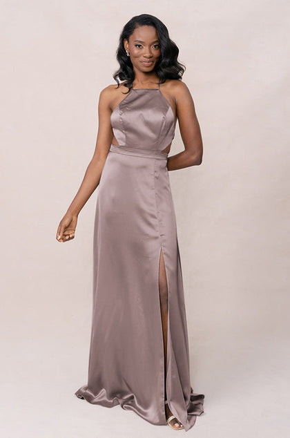 Haven Satin Dress | Made To Order | Taupe