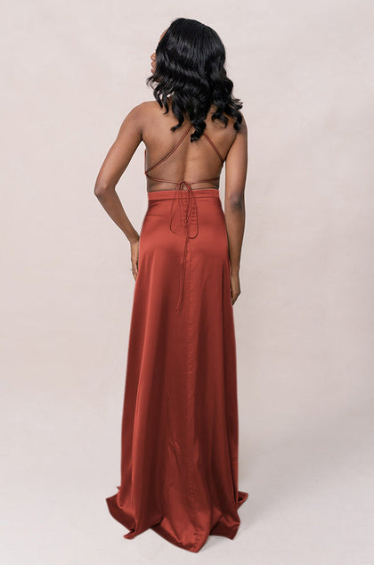 Haven Satin Dress | Made To Order | Rust