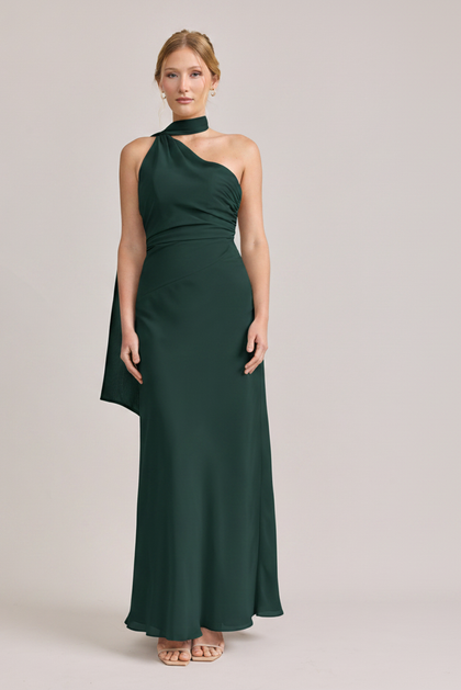 Imani Chiffon Dress | Made To Order | Classic Emerald