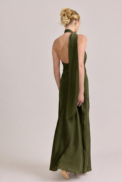 Imani Chiffon Dress | Made To Order | Deep Olive