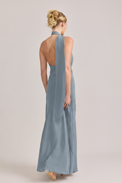 Imani Chiffon Dress | Made To Order | Dusty Blue