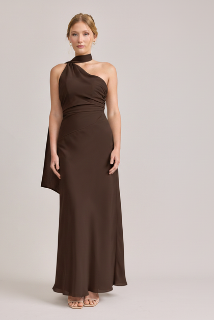 Imani Chiffon Dress | Made To Order | Espresso