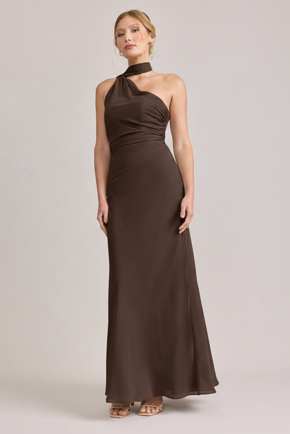 Imani Chiffon Dress | Made To Order | Espresso