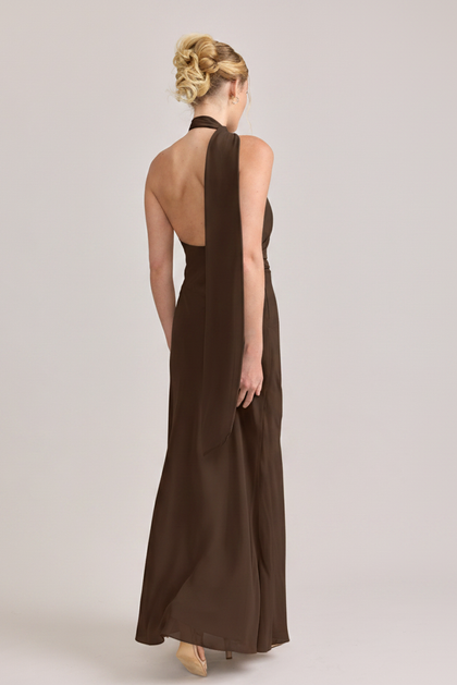 Imani Chiffon Dress | Made To Order | Espresso