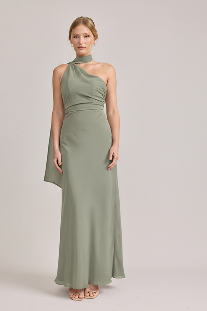 Imani Chiffon Dress | Made To Order | Moss