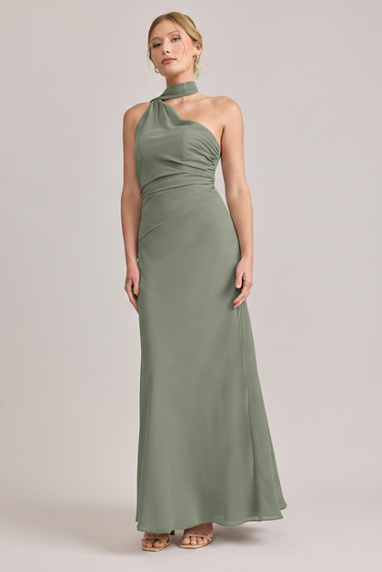 Imani Chiffon Dress | Made To Order | Moss