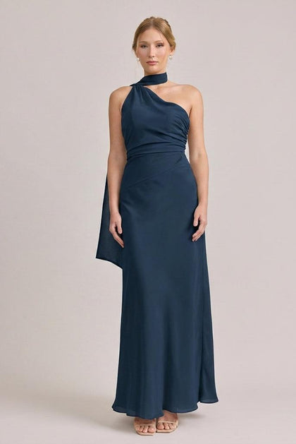 Imani Chiffon Dress | Made To Order | Navy Blue