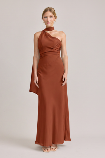 Imani Chiffon Dress | Made To Order | Rust Orange