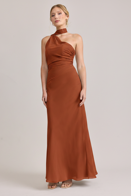 Imani Chiffon Dress | Made To Order | Rust