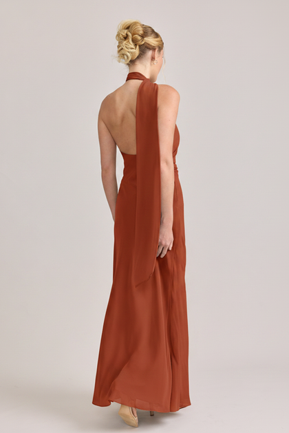 Imani Chiffon Dress | Made To Order | Rust Orange