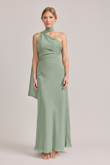 Imani Chiffon Dress | Made To Order | Sage