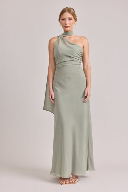 Imani Chiffon Dress | Made To Order | Sage