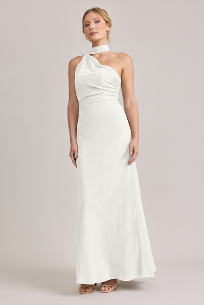 Imani Chiffon Dress | Made To Order | White Pearl