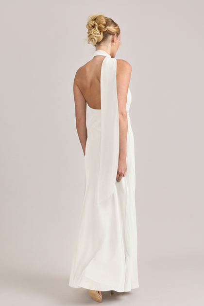 Imani Chiffon Dress | Made To Order | White Pearl