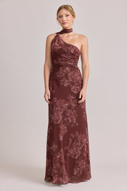 Imani Chiffon Floral Print Dress | Made To Order | Mahogany Blooms