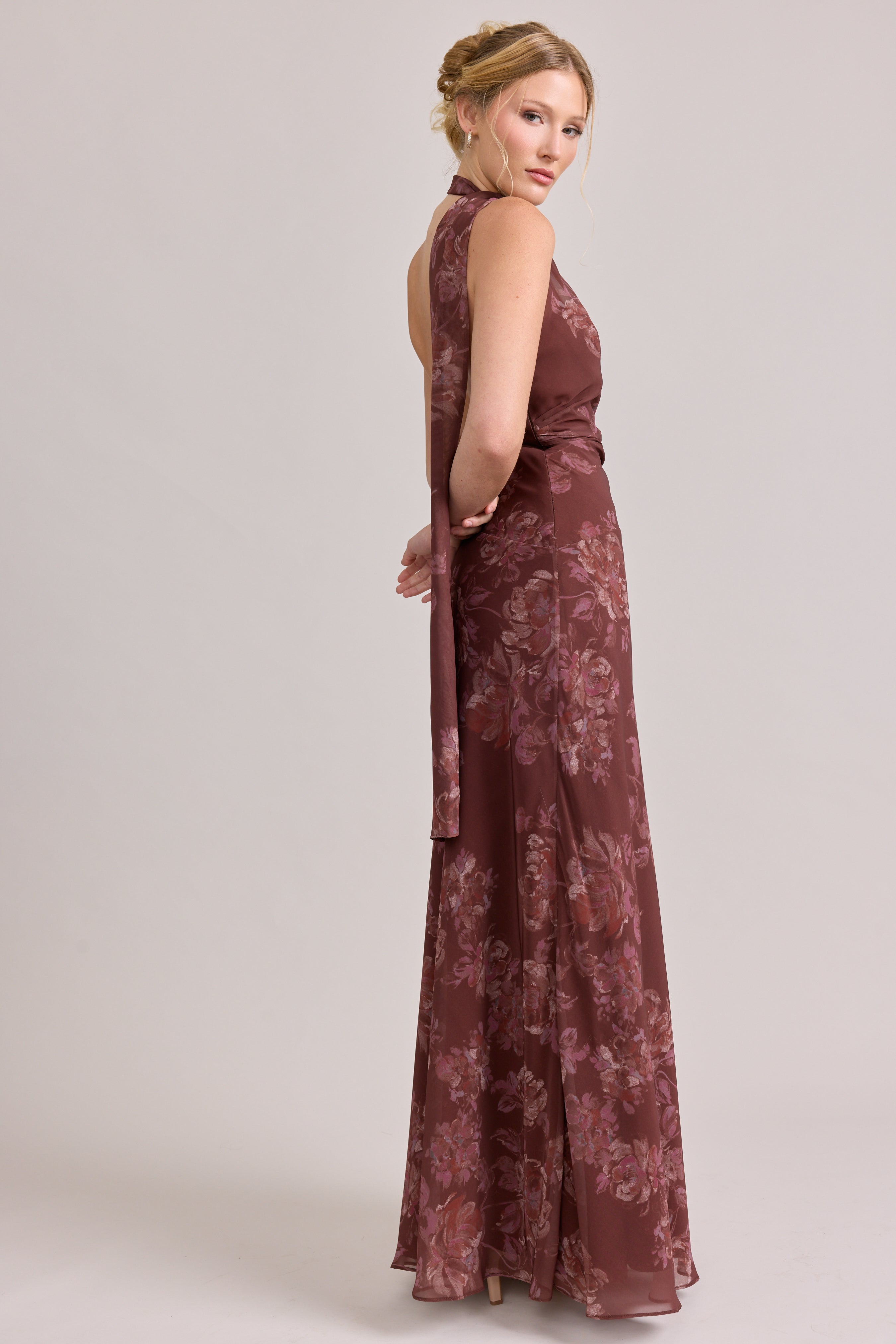 silk chiffon floral dress Orange floral print silk chiffon 1920s dress with tiered skirt
