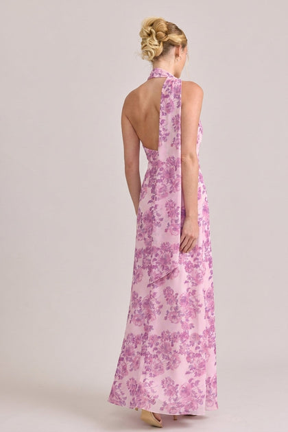 Imani Chiffon Floral Print Dress | Made To Order | Perfect Pink Blossom