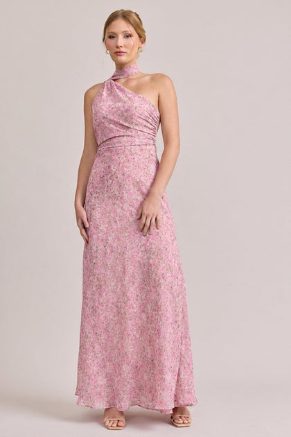 Imani Chiffon Floral Print Dress | Made To Order | Perfect Pink Posey