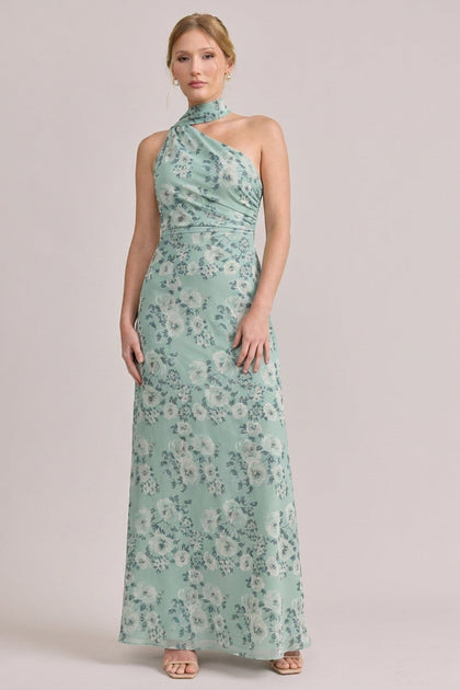 Imani Chiffon Floral Print Dress | Made To Order | Sage Blossom