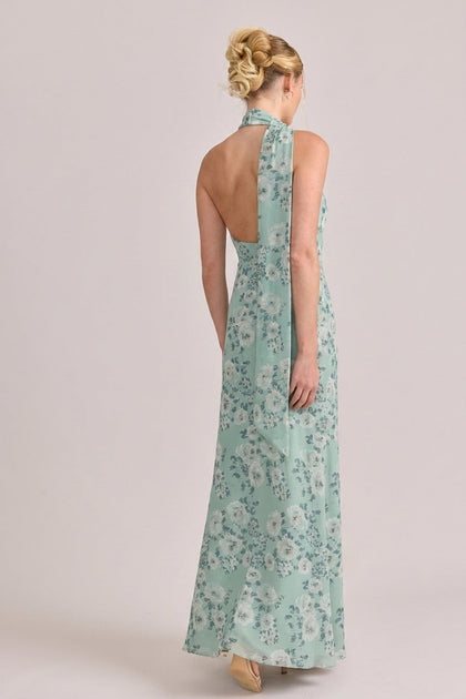Imani Chiffon Floral Print Dress | Made To Order | Sage Blossom