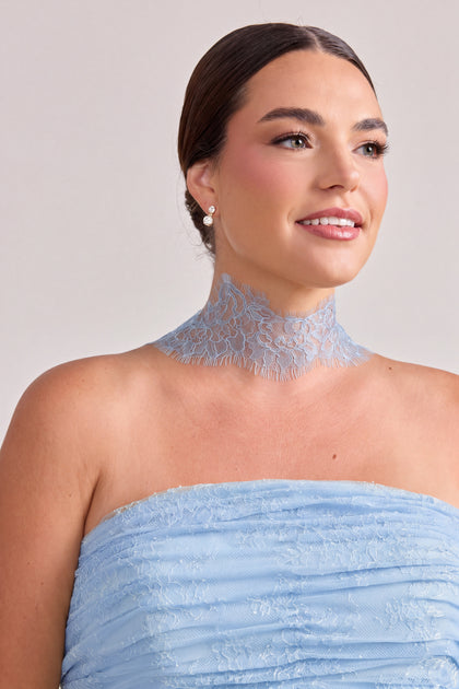 Lace Skinny Scarf | Sky Blue
