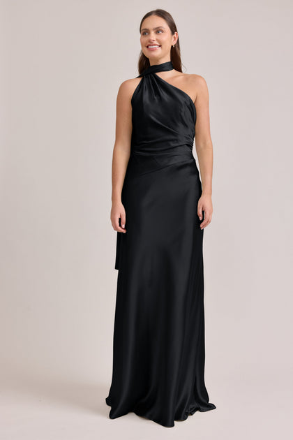 Imani Satin Dress | Made To Order | Black