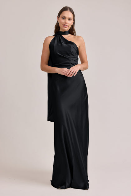 Imani Satin Dress | Made To Order | Black
