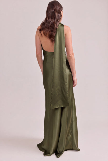 Imani Satin Dress | Made To Order | Deep Olive